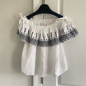 Parker (Nordstrom) off the shoulder bohemian country top. Linen blend Lg.